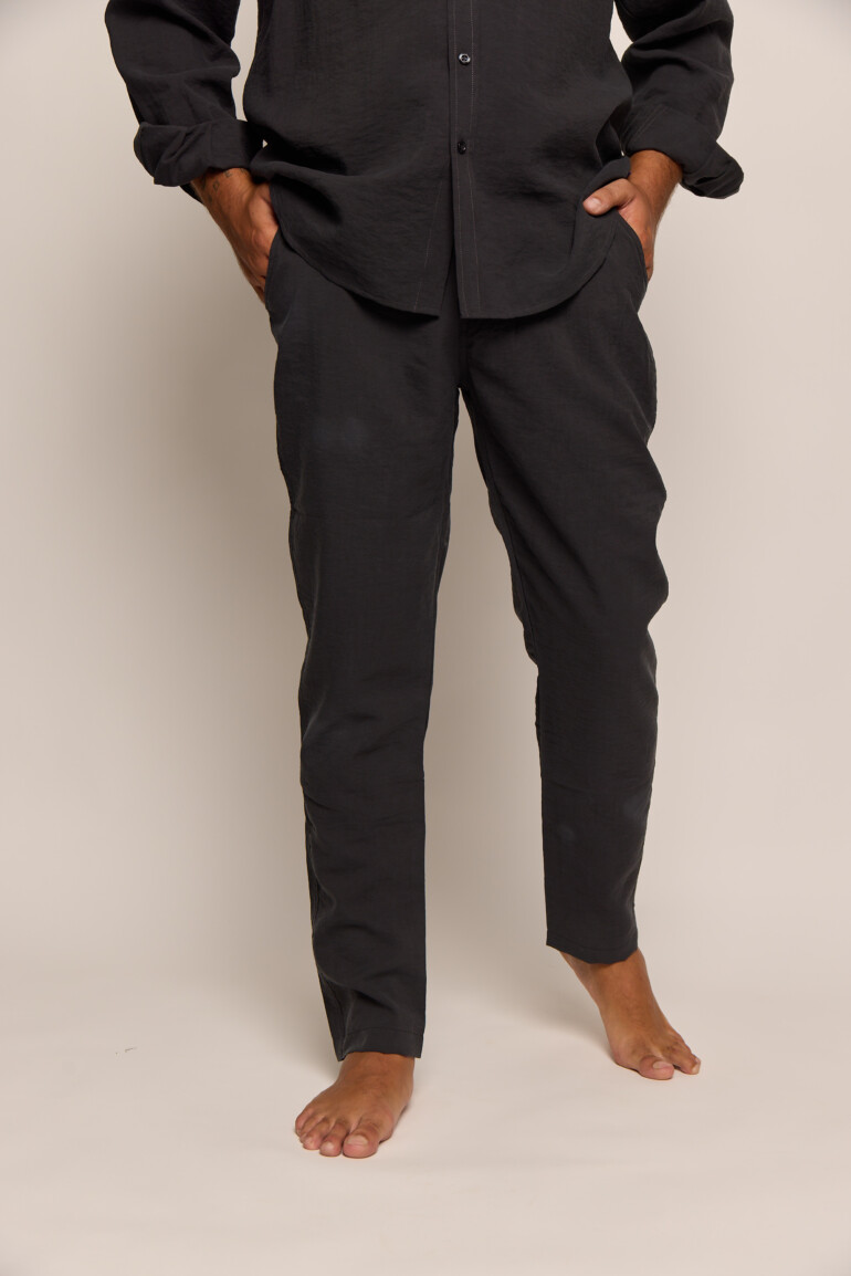Men's Black Silk Classic Pants