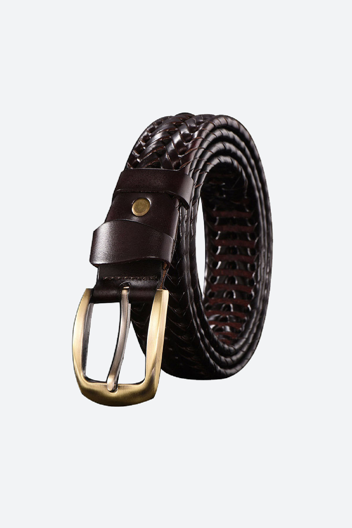 Coffee Braided Leather Belt