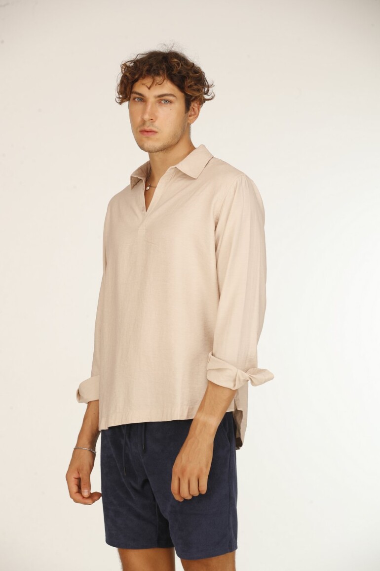 Beige Silk Casual Shirt