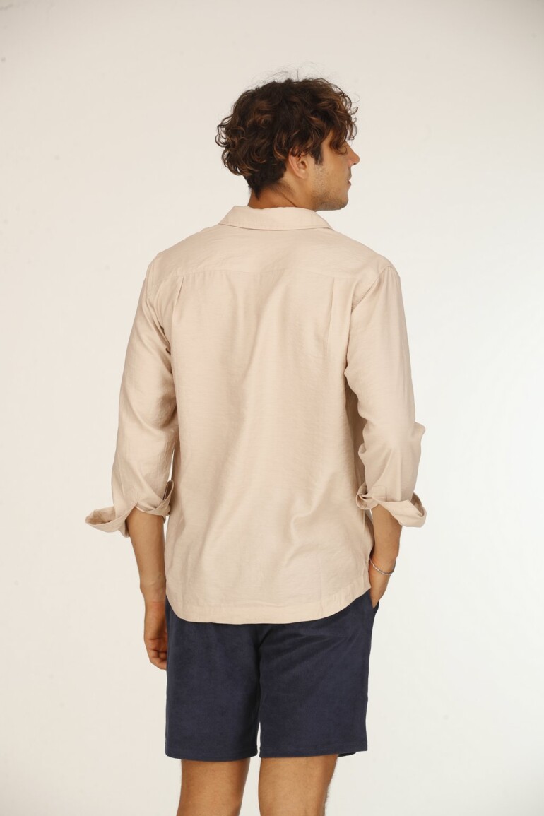 Beige Silk Casual Shirt