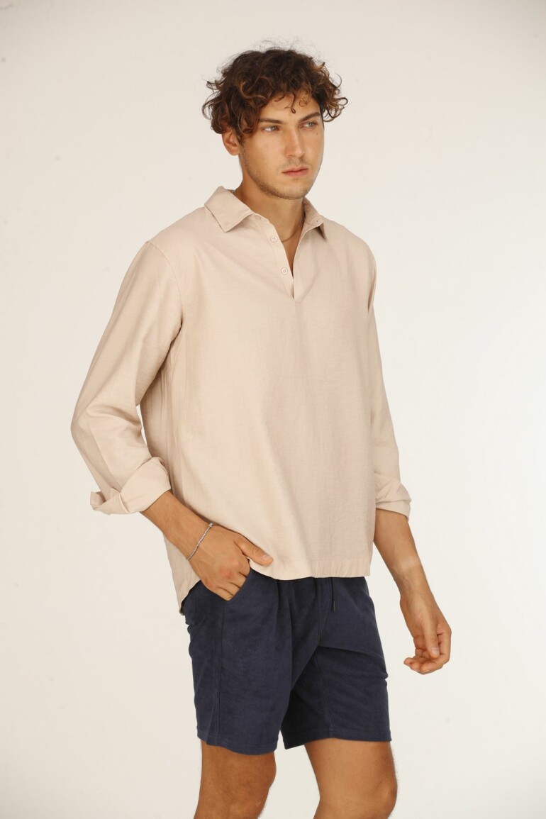 Beige Silk Casual Shirt