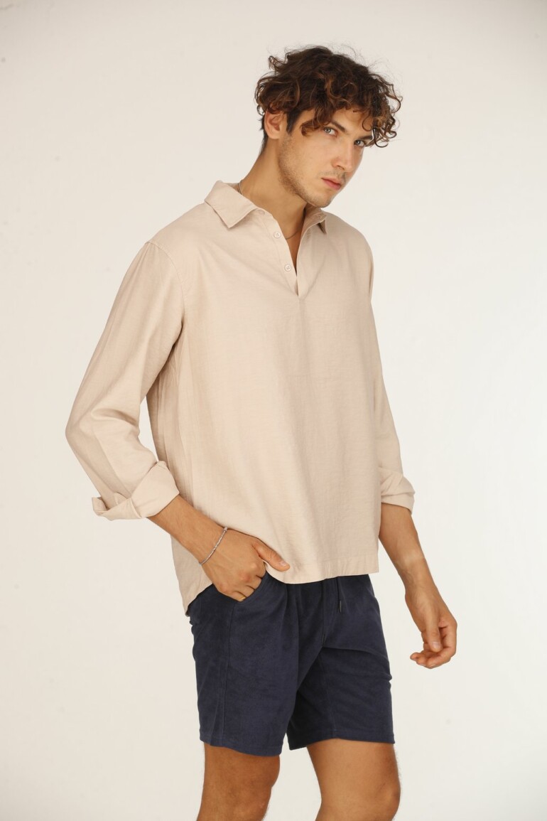 Beige Silk Casual Shirt