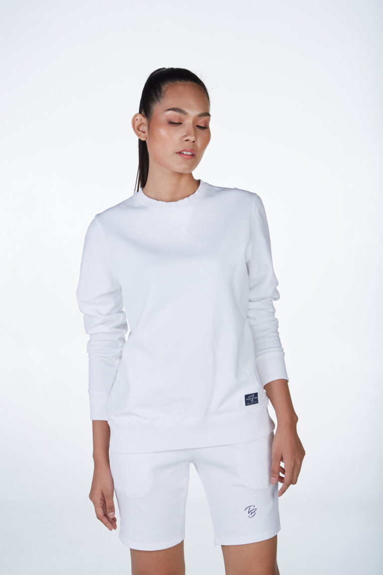 Women-French-Terry-Crewneck-Sweater-White-Model-02-768x1152