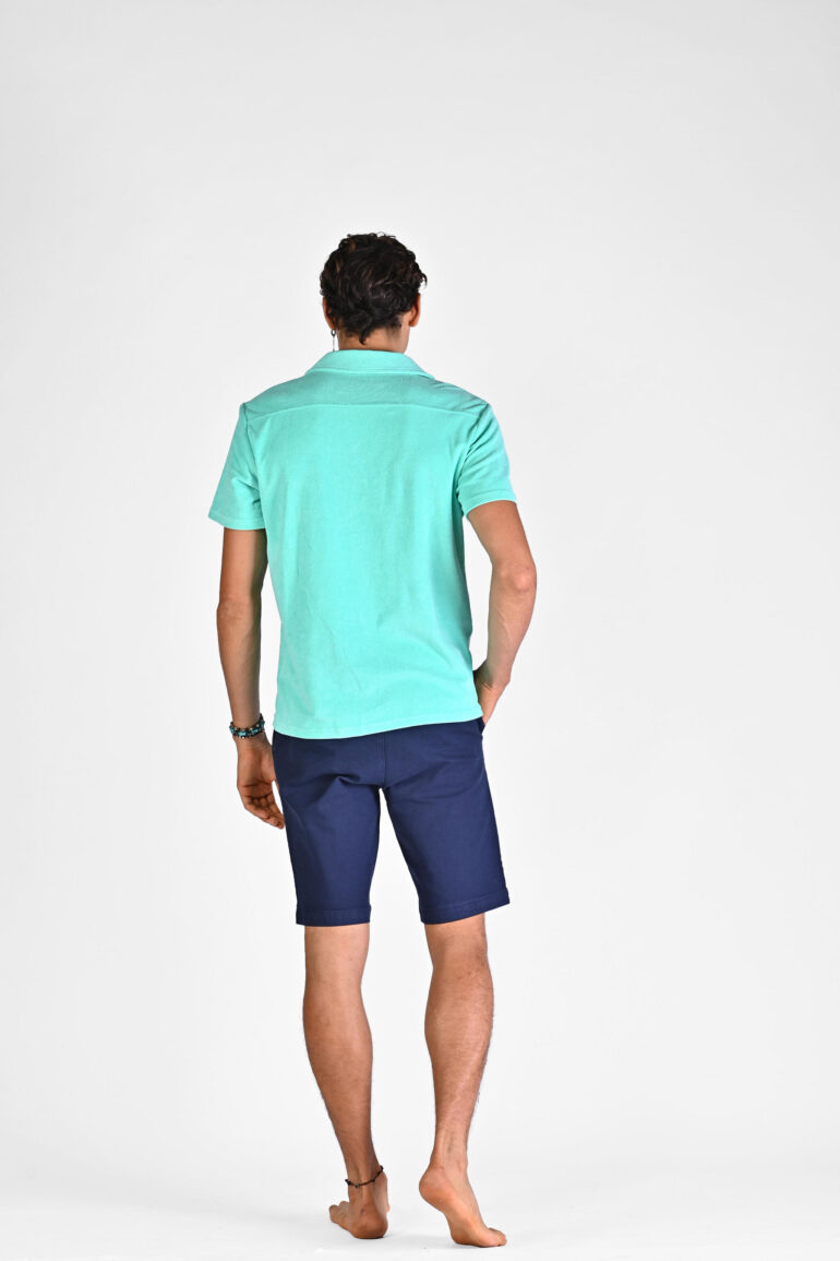 Men's Navy Blue Fit Denim Bermuda Shorts